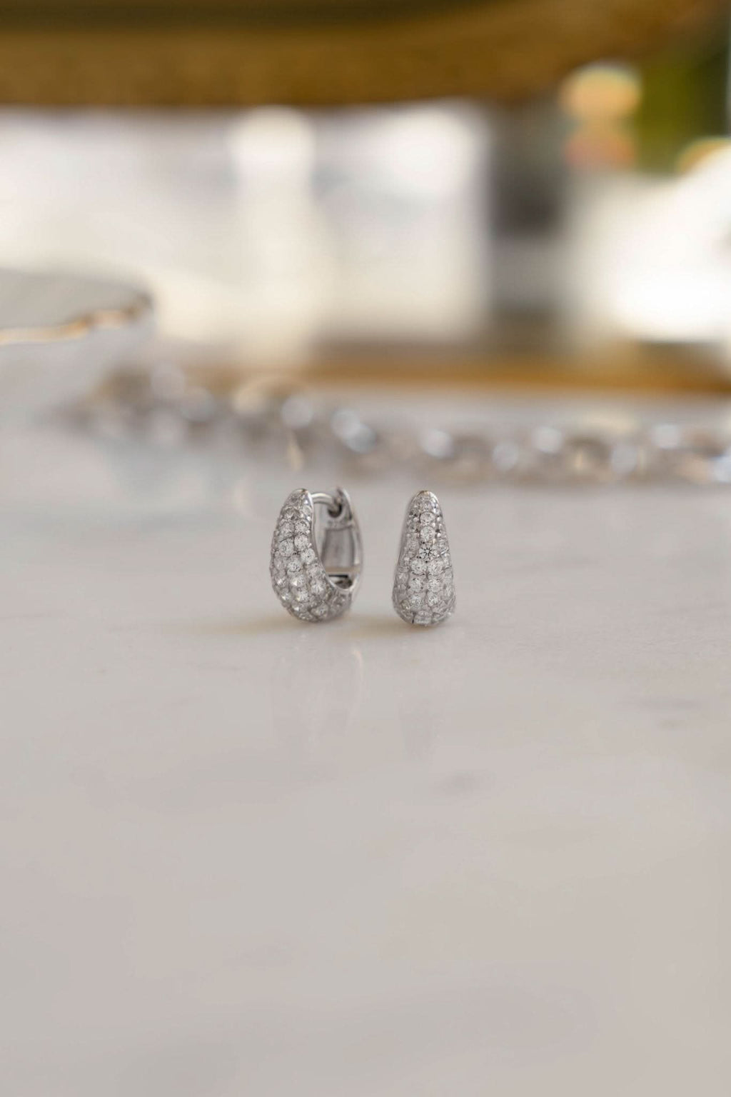 10mm Pave Basket Huggies