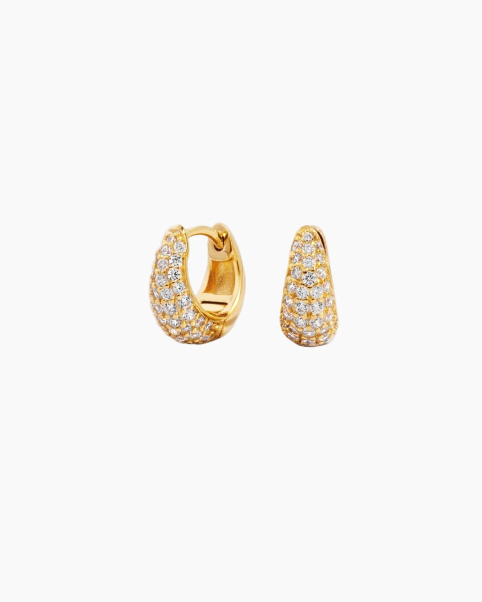 10mm Pave Basket Huggies