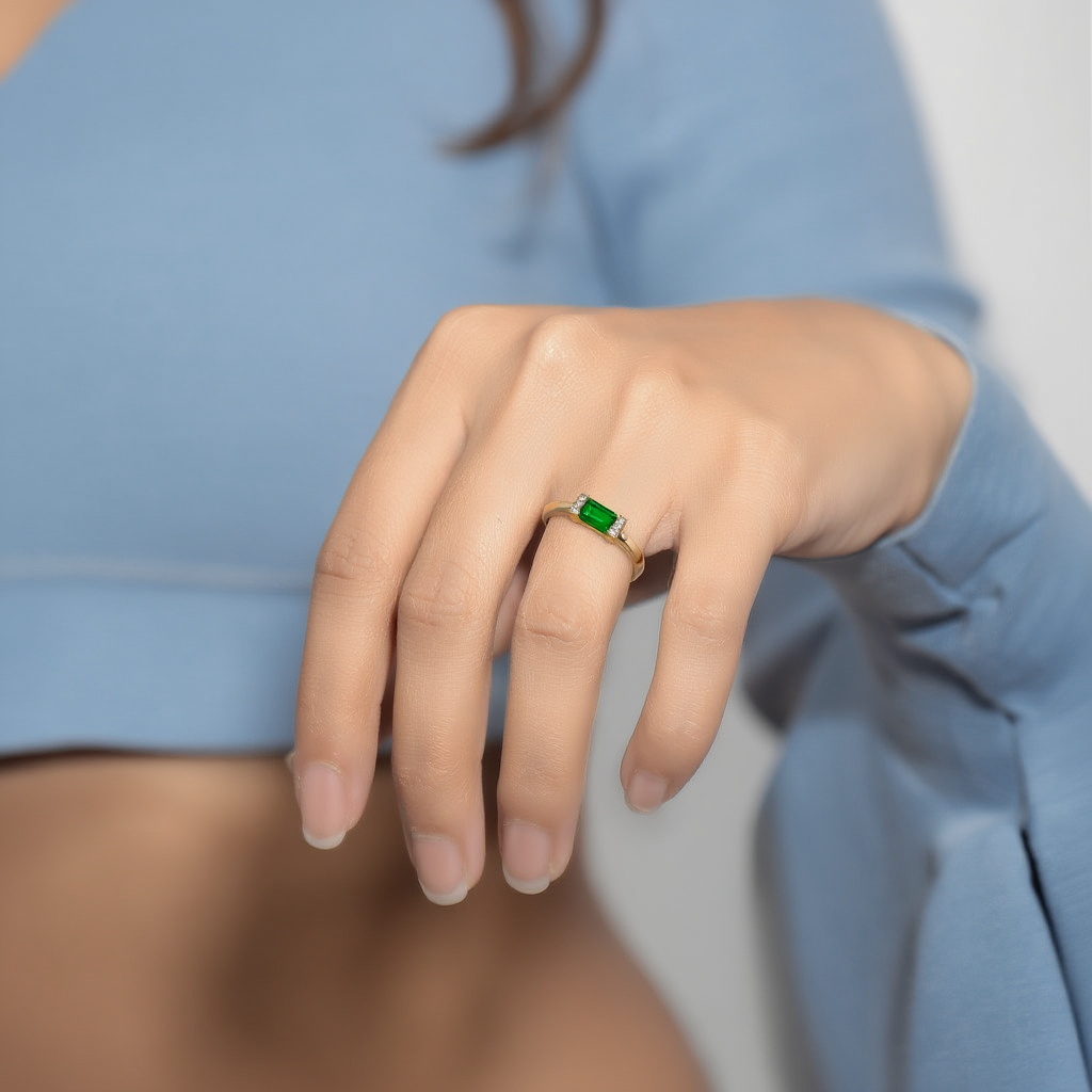 Gold Simple Baguette Birthstone Rings