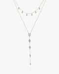 Dainty Crystals Y-Shape Necklace Sterling Silver