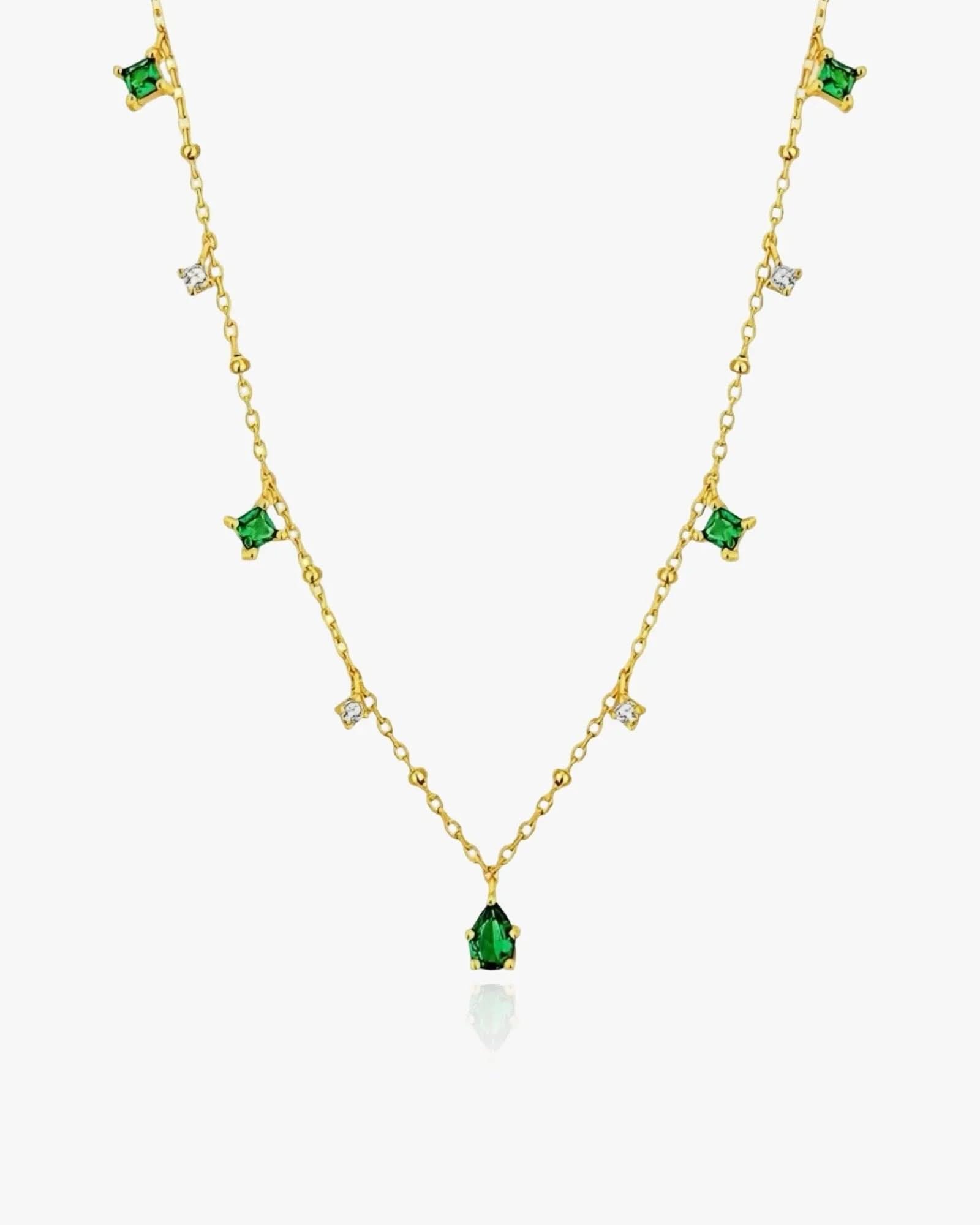Dainty Emerald Necklace Sterling Silver