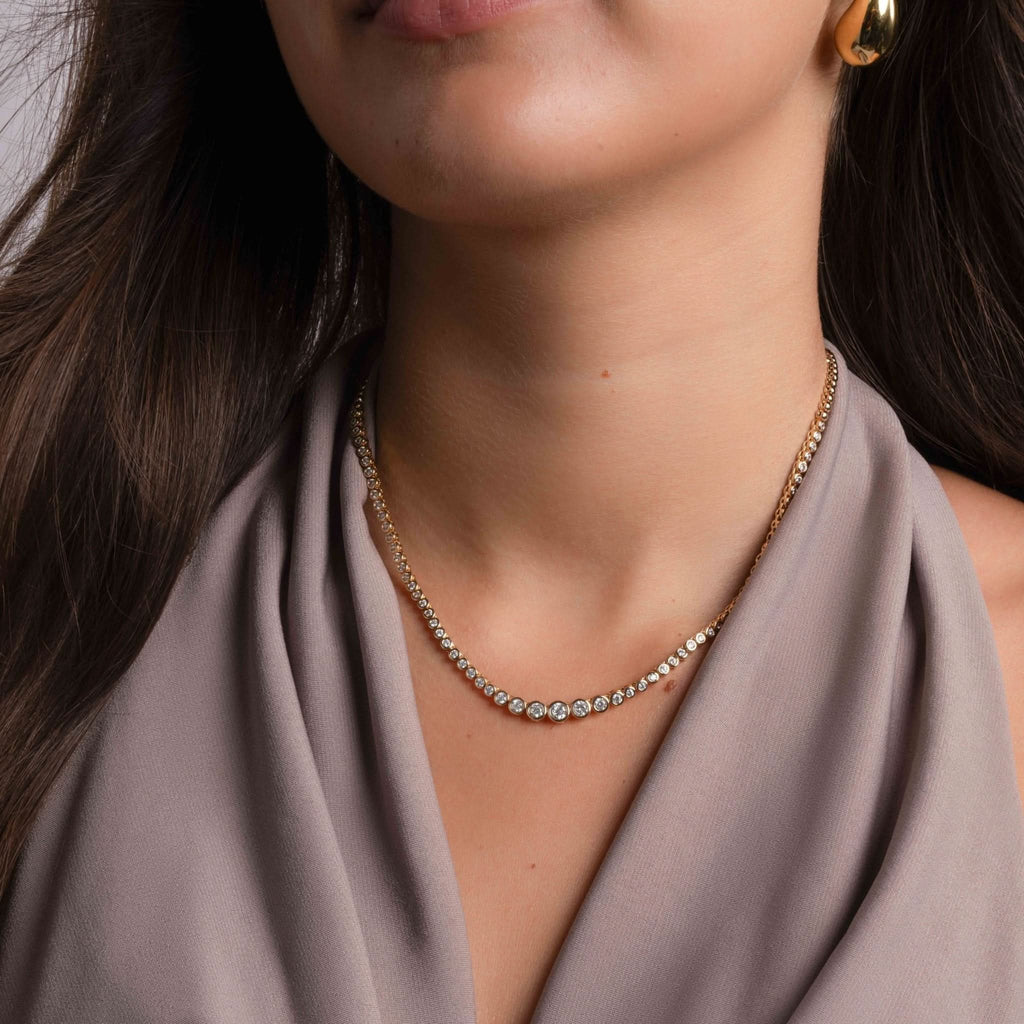 Gradient Bezel Tennis Necklace