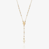 Mary Rosary Lariat Cross Necklace