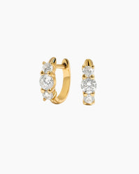 Three Stone Huggie Hoops