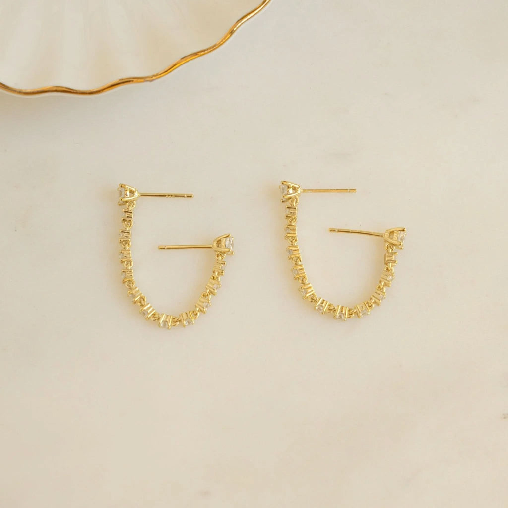 Two-Piercing Tennis Chain Link Studs